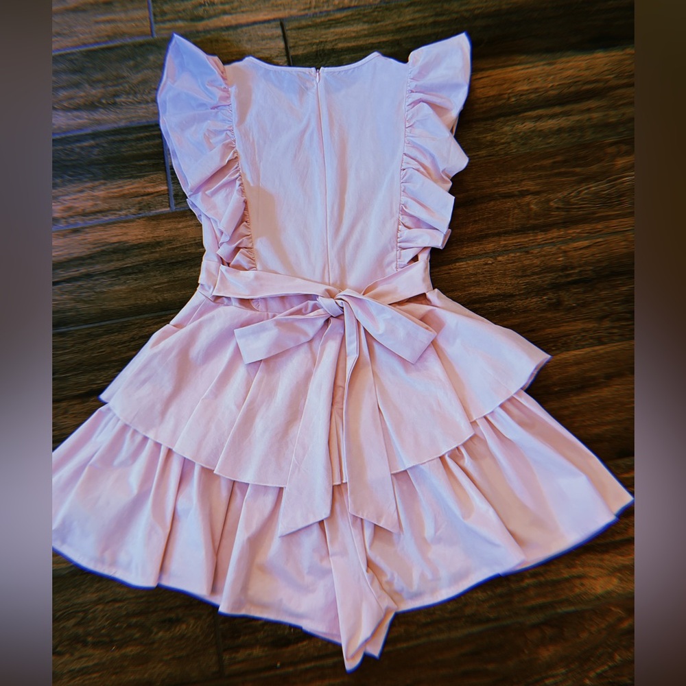 Pink Ruffled Romper with Lace Detail - Picture 3 of 3